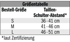 Vanucci 848 Back Protector -Motorcycle Riding Protection 00.d3.44.Groessentabelle208974320TAB17