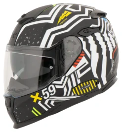 Nexx SX.100 Enigma Full-Face Helmet -Motorcycle Riding Protection 02.44.c1.D6NexxSX100HelmMattSchwarzWeiss21539741020