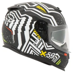 Nexx SX.100 Enigma Full-Face Helmet -Motorcycle Riding Protection a7.42.1c.D1NexxSX100HelmMattSchwarzWeiss21539741020
